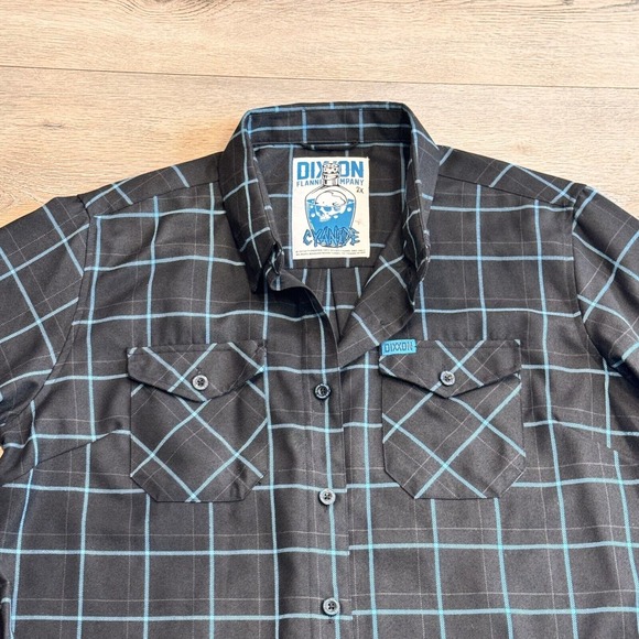 Dixxon Flannel Shirt womens 2X XXL XLarge Black Blue Button Up Cyanide Biker - Picture 5 of 6